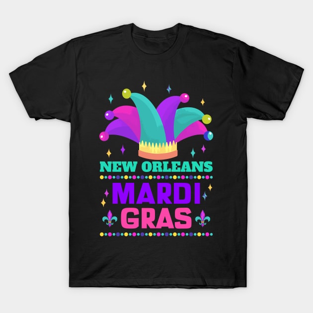 New Orleans Carnival Beads And Blings Party 2022 Mardi Gras T-Shirt by jodotodesign